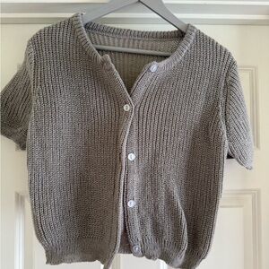 SHEIN Gray Button-Up Knit Cardigan